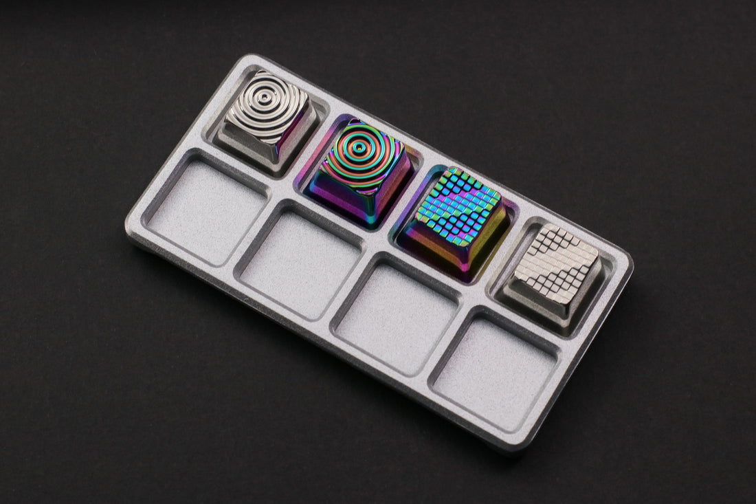 Keystone Silver Eight Grid Metal Keycap Plate Mechanical Keyboard Zinc Aluminum Alloy Metal Personalized Keycap Key Storage Box