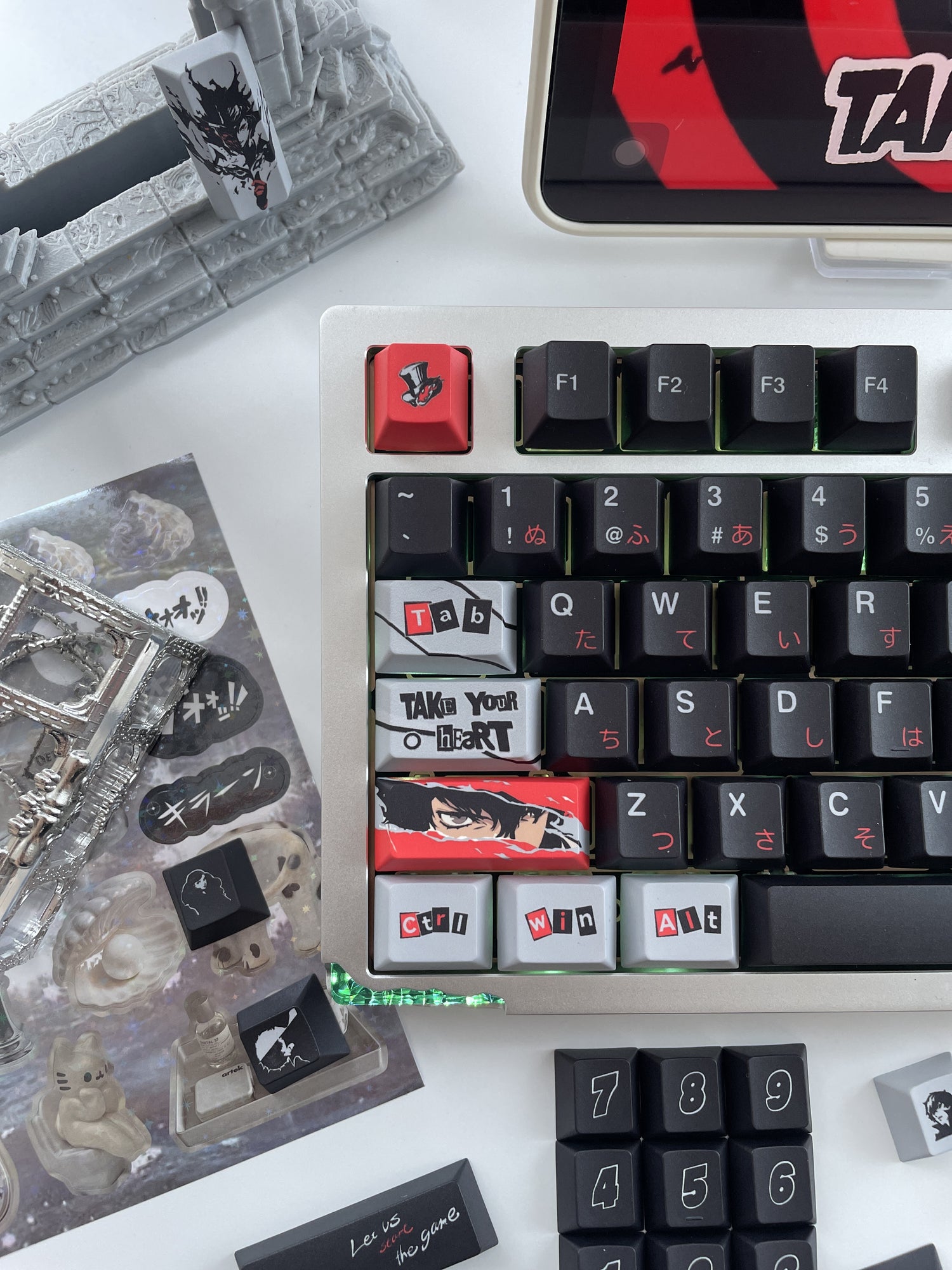Persona 5, P5 Theme Keycap Game Anime Complete Set PBT Thermal Sublimation Cherry Original Factory Height Set Personalized Keycaps