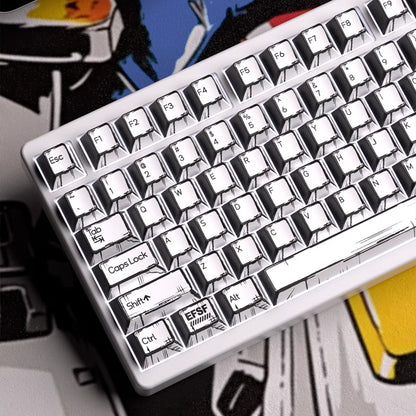 Gundam Theme Series Keycap Set, PBT Material Thermal Sublimation Process, Mechanical Keyboard Keycap Set.
