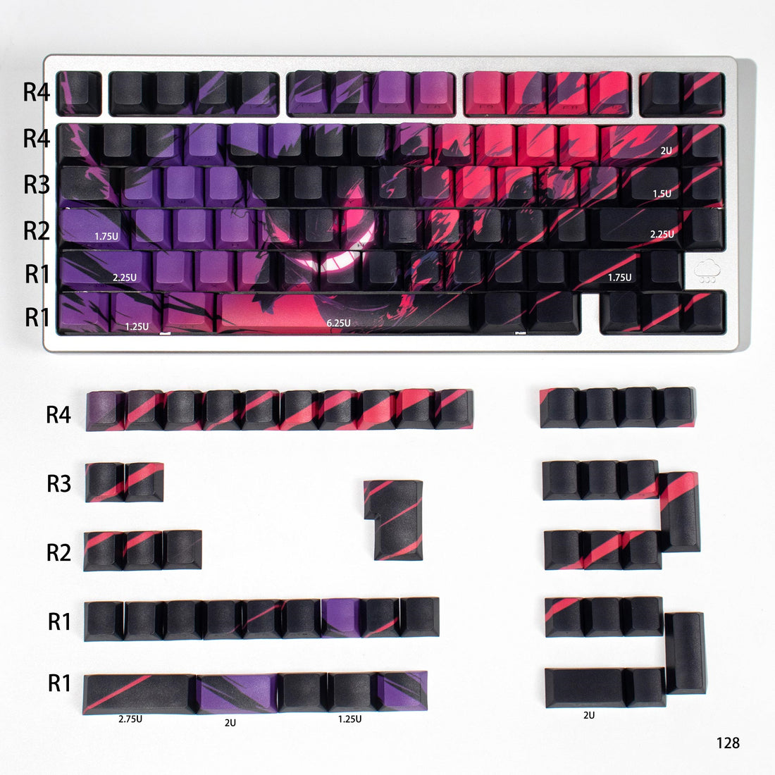 Gengar theme anime mechanical keyboard keycap side penetration PBT sublimation