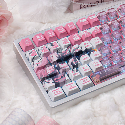 Mechatronics Assault Theme, PBT+PC Top Misty Pink Sublimation Creative Personalized Keycap Set