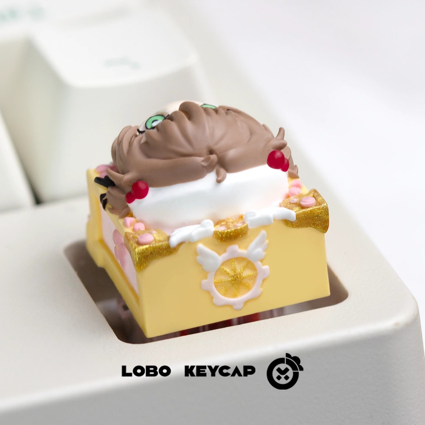 KINOMOTO SAKURA, 1U multi-color resin molded personalized keycap, anime and game character creative peripheral keycap.