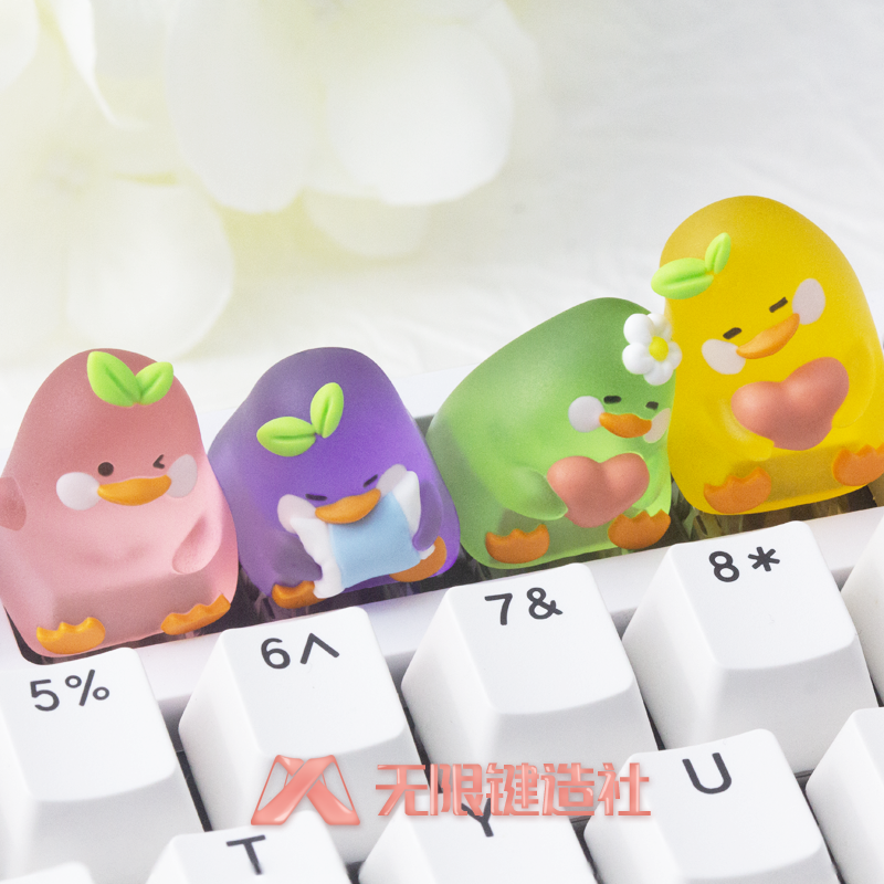 Jelly Duckling Cute Transparent Keycaps Original Personalized Resin Mechanical Keyboard Keycaps