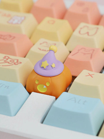 Cute Cloud Ghost, Wizard Pumpkin Elf, Resin Coated Personalized Keycaps, Cute Style Mechanical Keyboard Decorative Keycaps