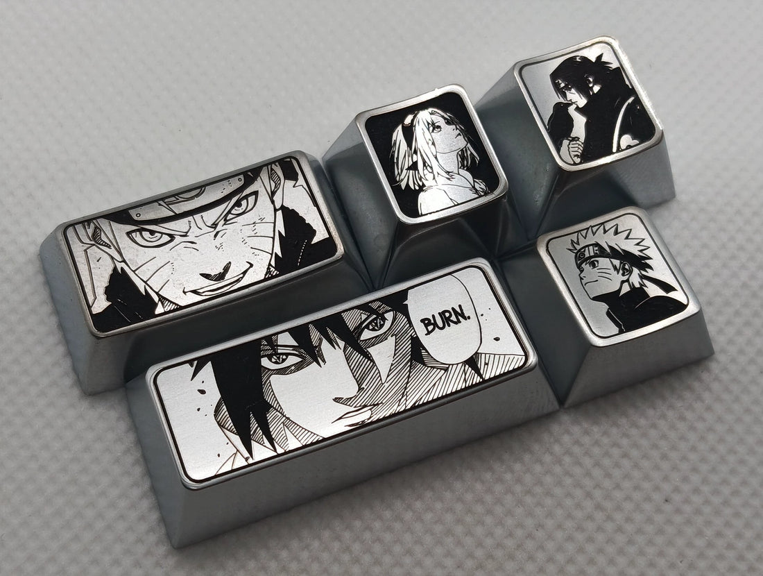 Naruto, zinc alloy personalized keycaps, 1.5U、1.75U metal decorative keycaps, anime and game character peripheral keycaps
