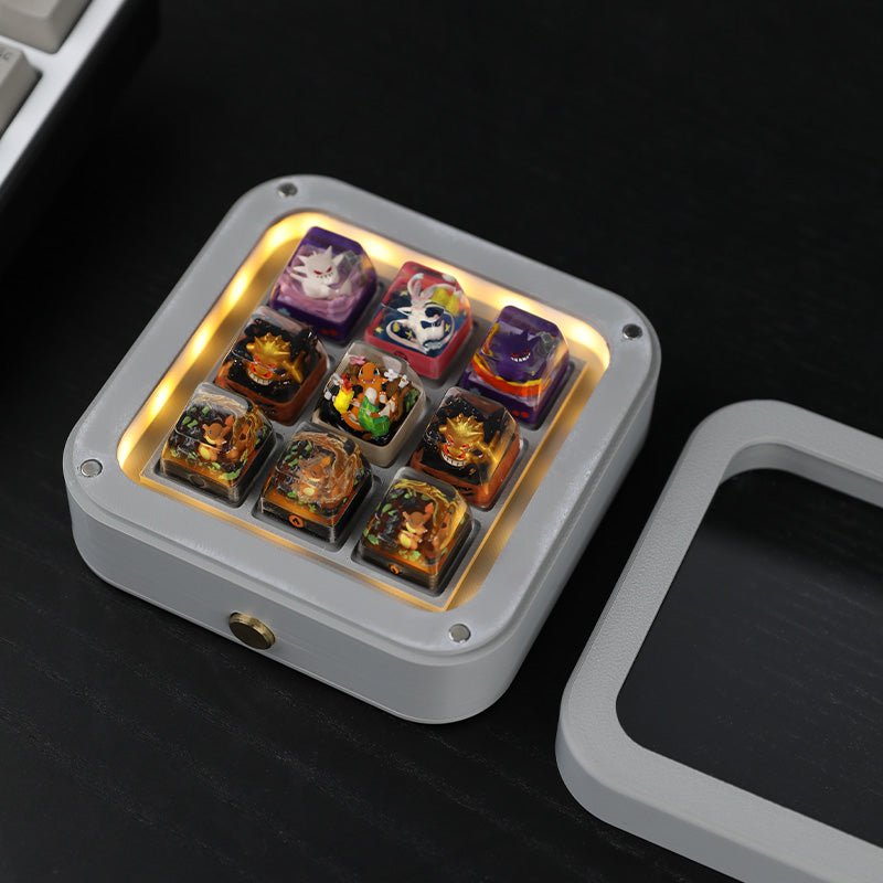 9-key keycap storage box wireless, can emit light, display mechanical keyboard with lights, personalized keycap dustproof display box