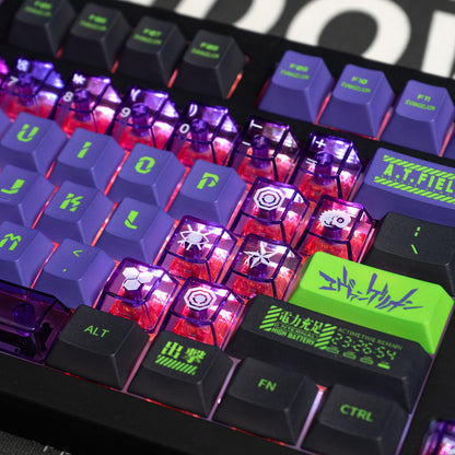 EVA mecha themed mechanical keyboard keycaps complete set PBT sublimation/PC transparent transfer printing factory height