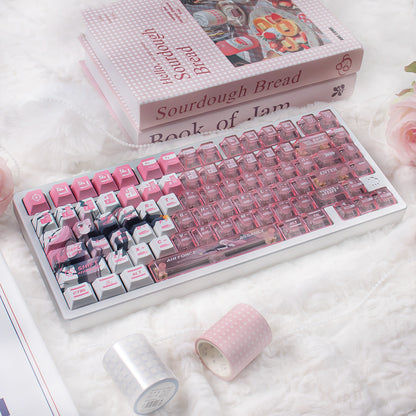 Mechatronics Assault Theme, PBT+PC Top Misty Pink Sublimation Creative Personalized Keycap Set