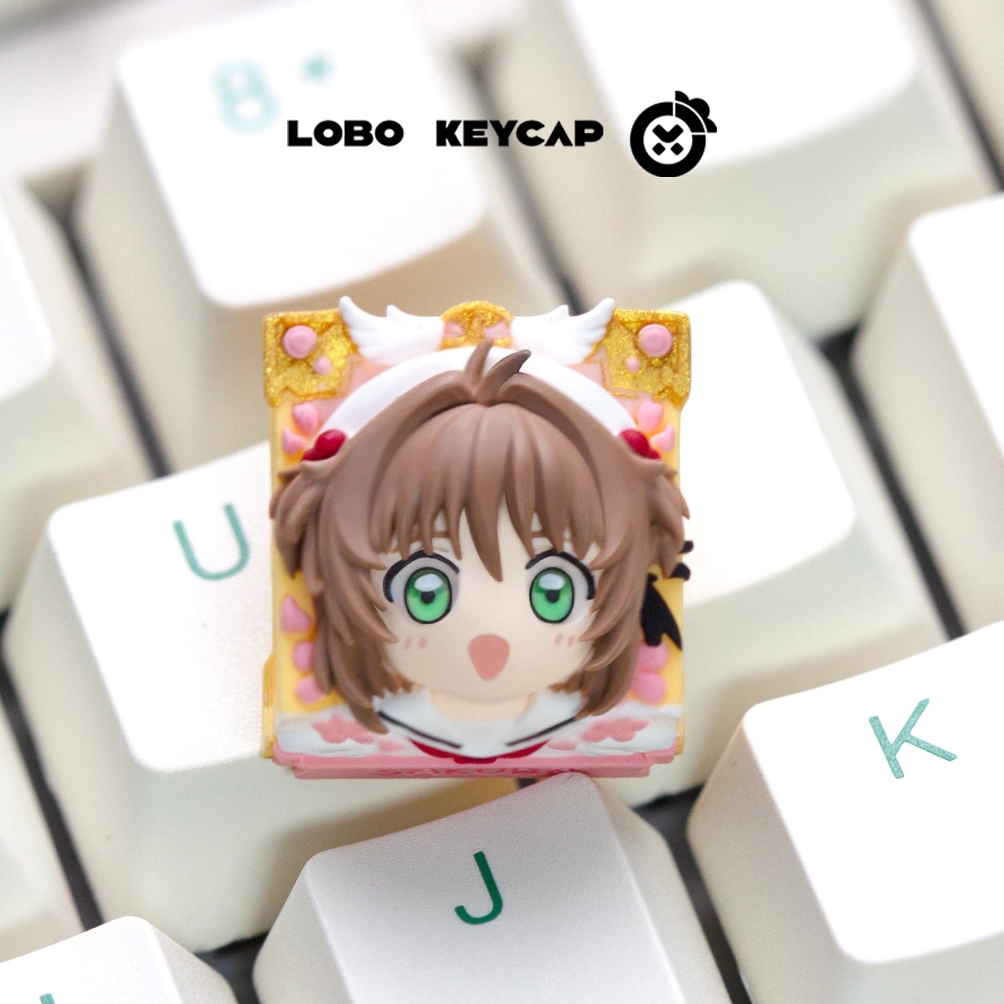 KINOMOTO SAKURA, 1U multi-color resin molded personalized keycap, anime and game character creative peripheral keycap.