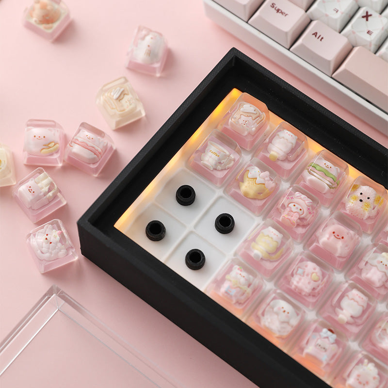 4X10 resin 3D printed magnetic keycap 40 key storage box display box dustproof personalized keycap storage box