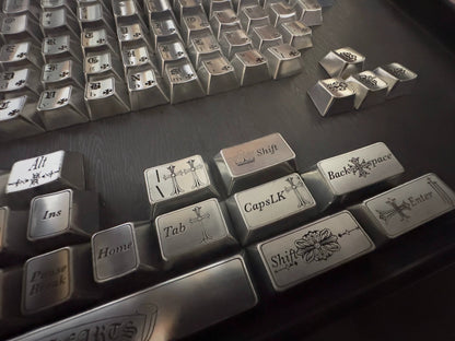Chrome Hearts theme, metal personalized keycap set, trendy and fashionable keycap set.