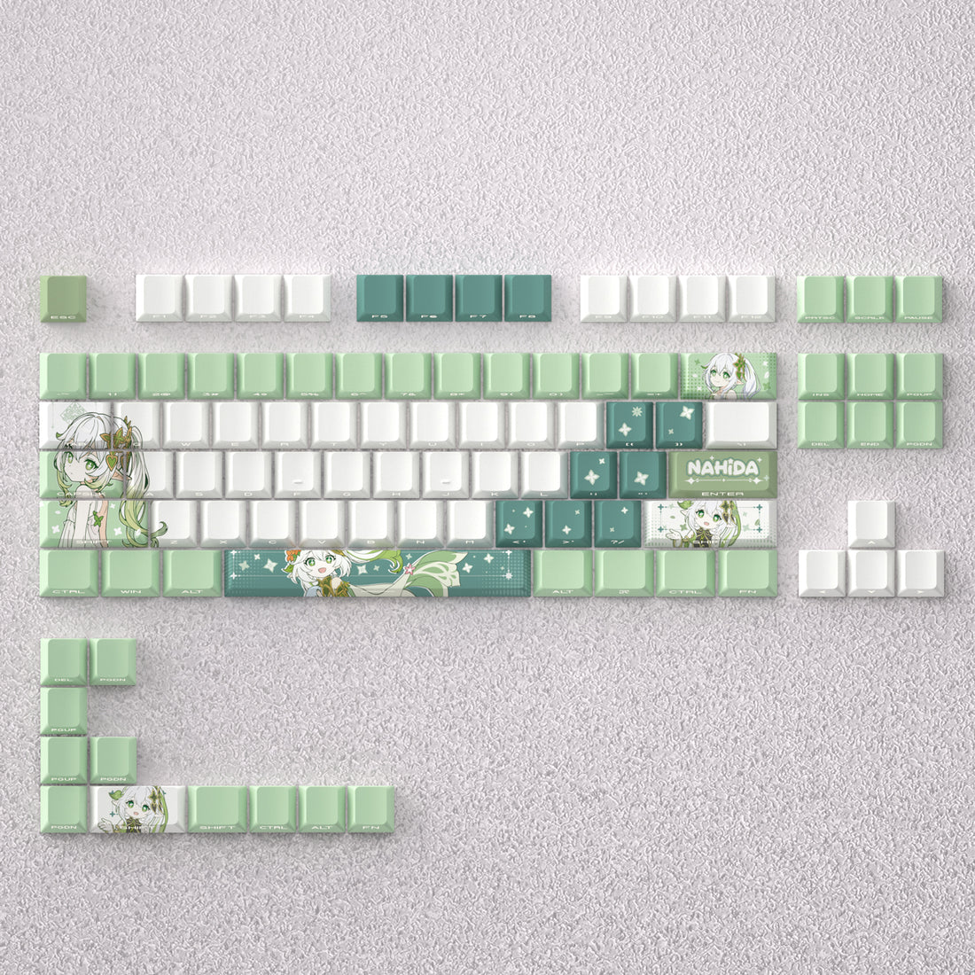Genshin Impact themed keycaps, Nahida anime game creative personalized keycap set PBT material factory height Sublimation printing