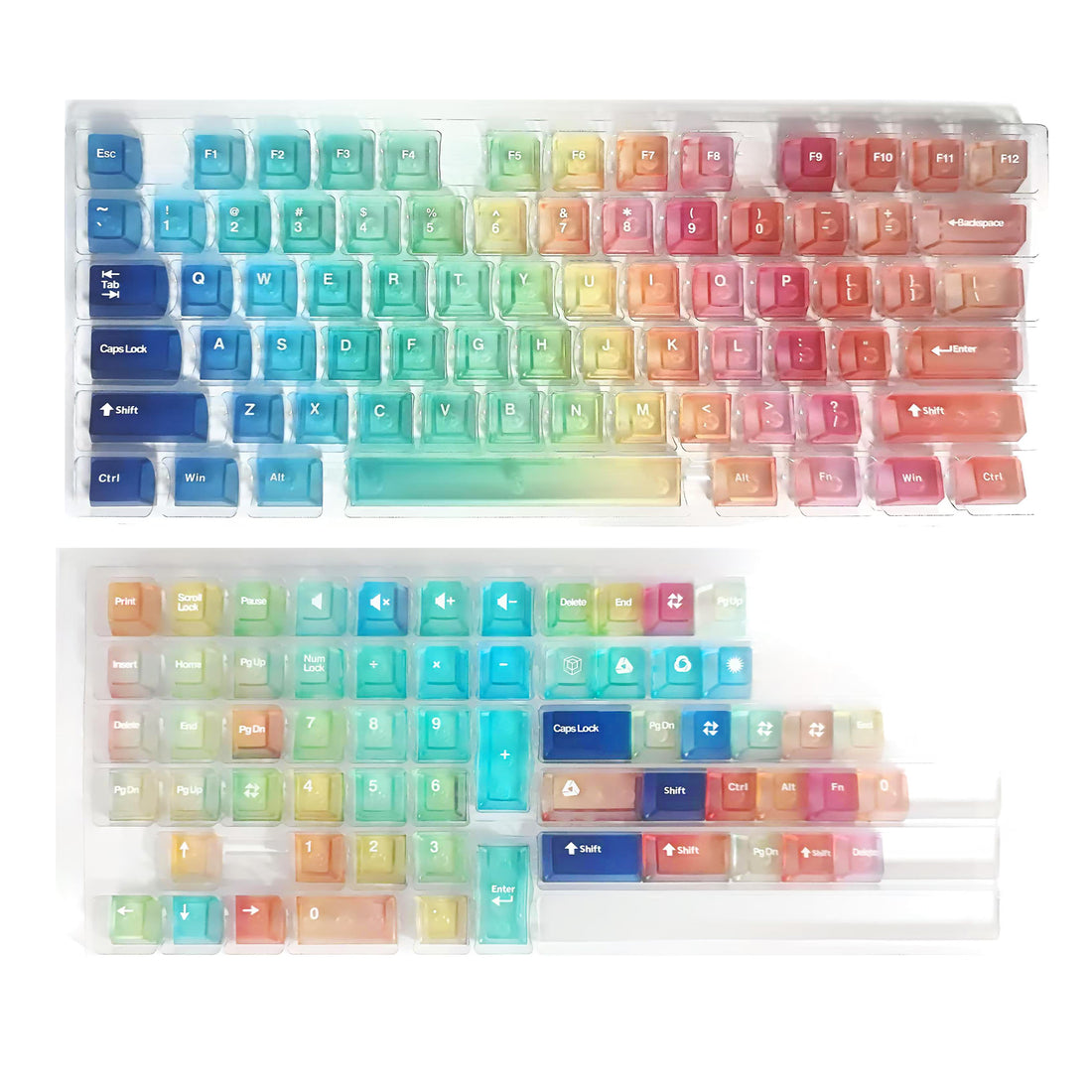 Rainbow Theme PC Transparent Original Factory Small Complete Set Side Carving Original Transparent Original Factory Height Keycap Set