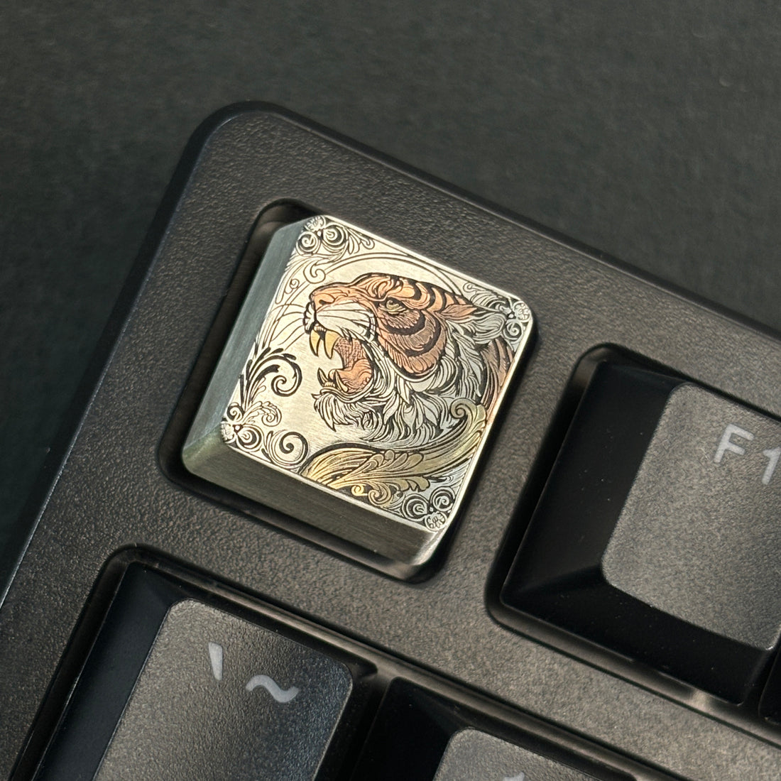 Collection of pure silver hand carved personalized keycaps, hand carved inlaid custom art keycaps