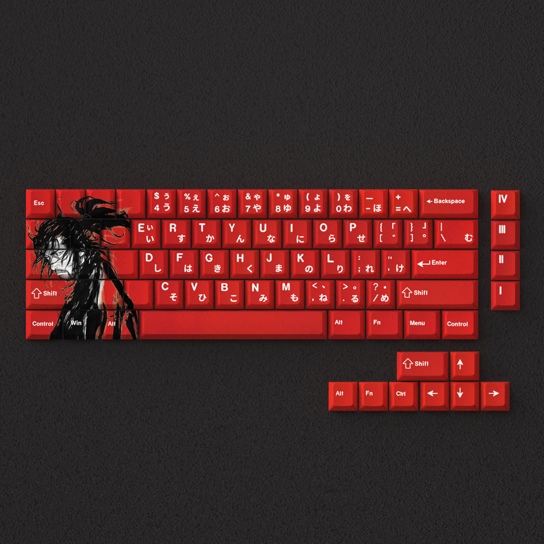 Vagabond， Anime keycap original factory height side engraved transparent keycap PBT side transparent personalized set key
