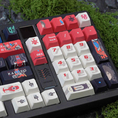 Masked Rider Kabuto mechanical keyboard keycaps anime personality PBT heat sublimation original factory height set keycaps.