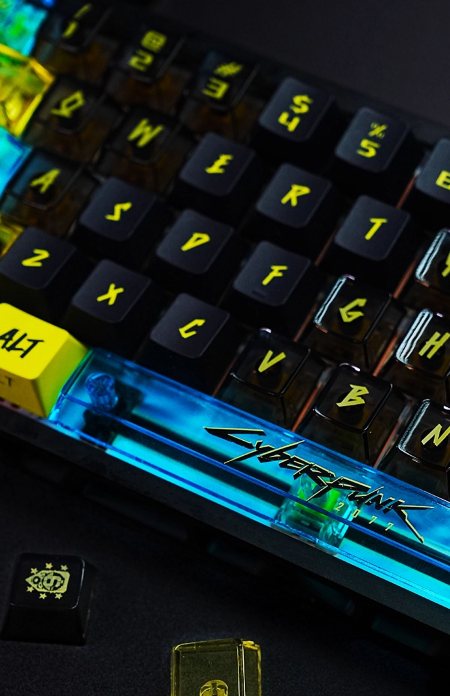 Cyberpunk themed keycaps pbt+PC sublimation technology personalized keycap set neon colored keycaps, anime and game themed decorative keycaps