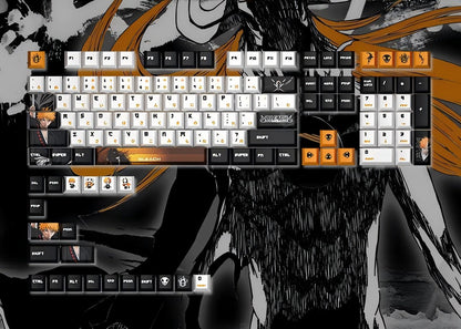 BLEACH theme, Kurosaki Ichigo, PBT material five sided sublimation, anime game series personalized set decorative keycaps