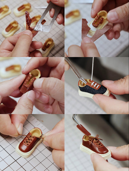 Genuine leather small leather shoes with personalized keycaps 2U, retro creative mechanical keyboard keycaps, genuine leather artistic handmade keycaps