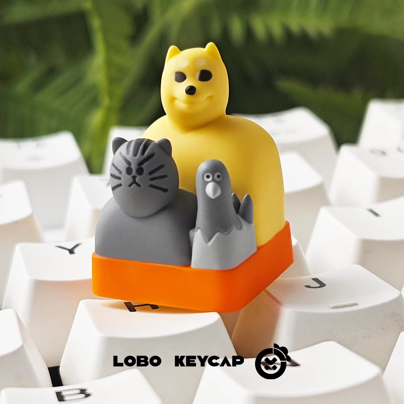 Animal friends, multi-color resin molded personalized keycaps, anime and game character resin peripheral decorative keycaps