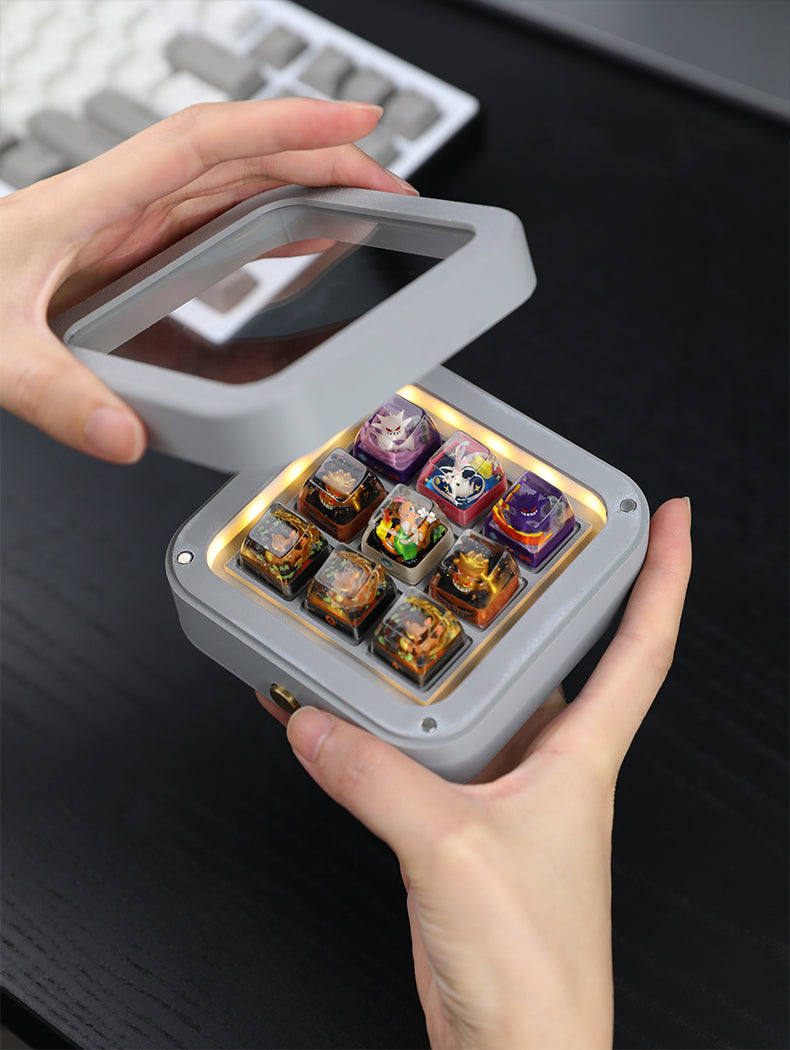 9-key keycap storage box wireless, can emit light, display mechanical keyboard with lights, personalized keycap dustproof display box