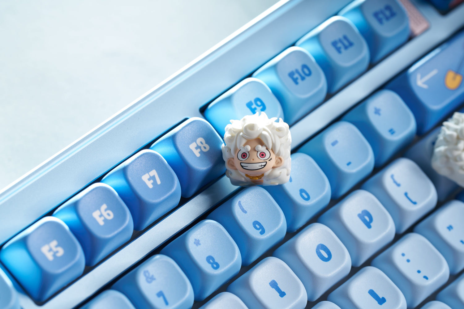 One Piece, Nika Luffy, Tony Tony Chopper hats, multi colored resin molded personalized keycaps, artisankeycaps artistic handmade keycaps.
