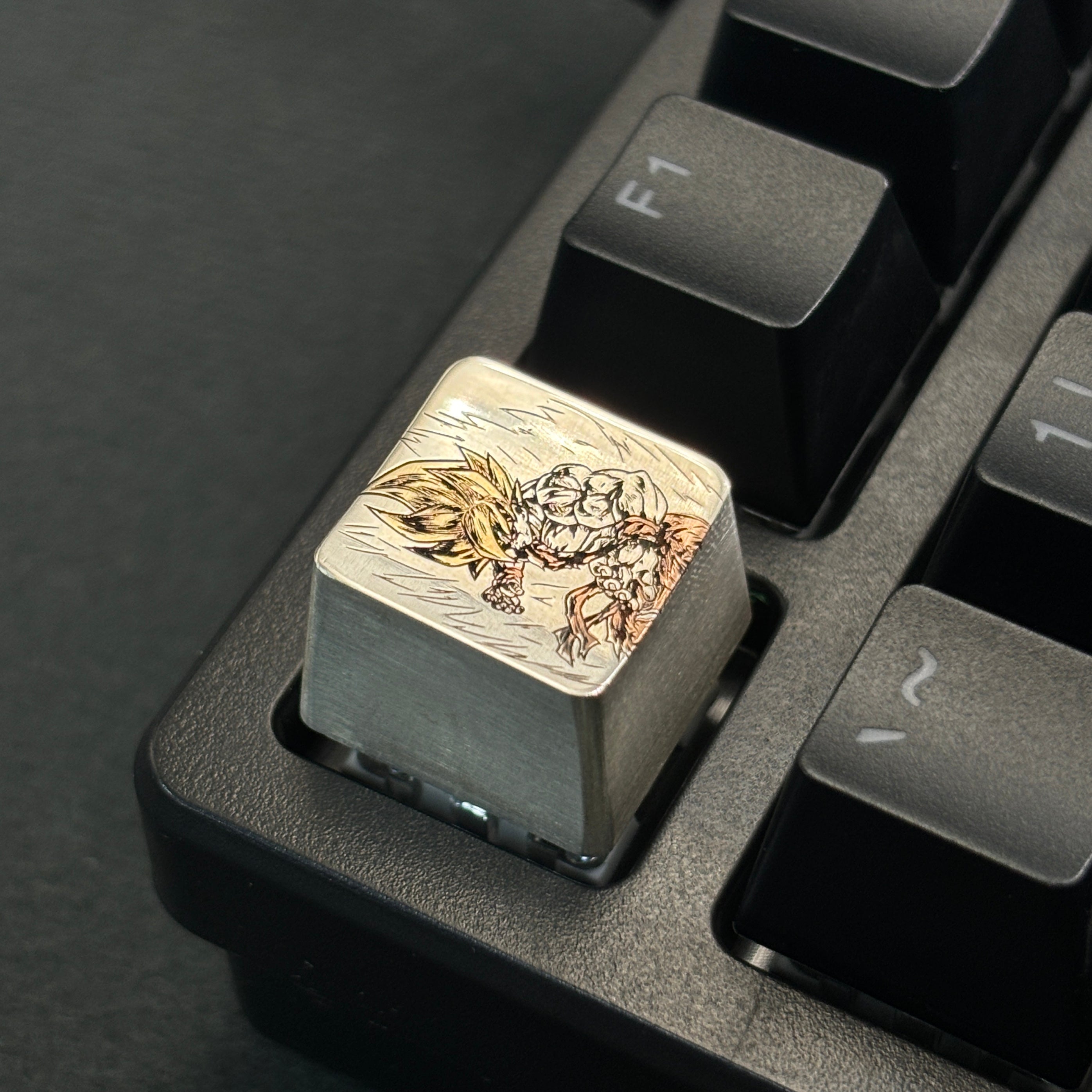 Collection of pure silver hand carved personalized keycaps, hand carved inlaid custom art keycaps