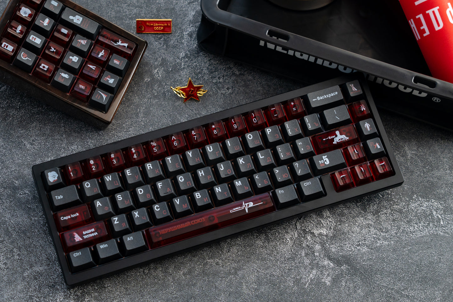 Original Design &quot;Soviet&quot; Theme Mechanical Keyboard Keycap Complete Set PBT Thermal Sublimation Original Factory Highly Personalized Keycap Set