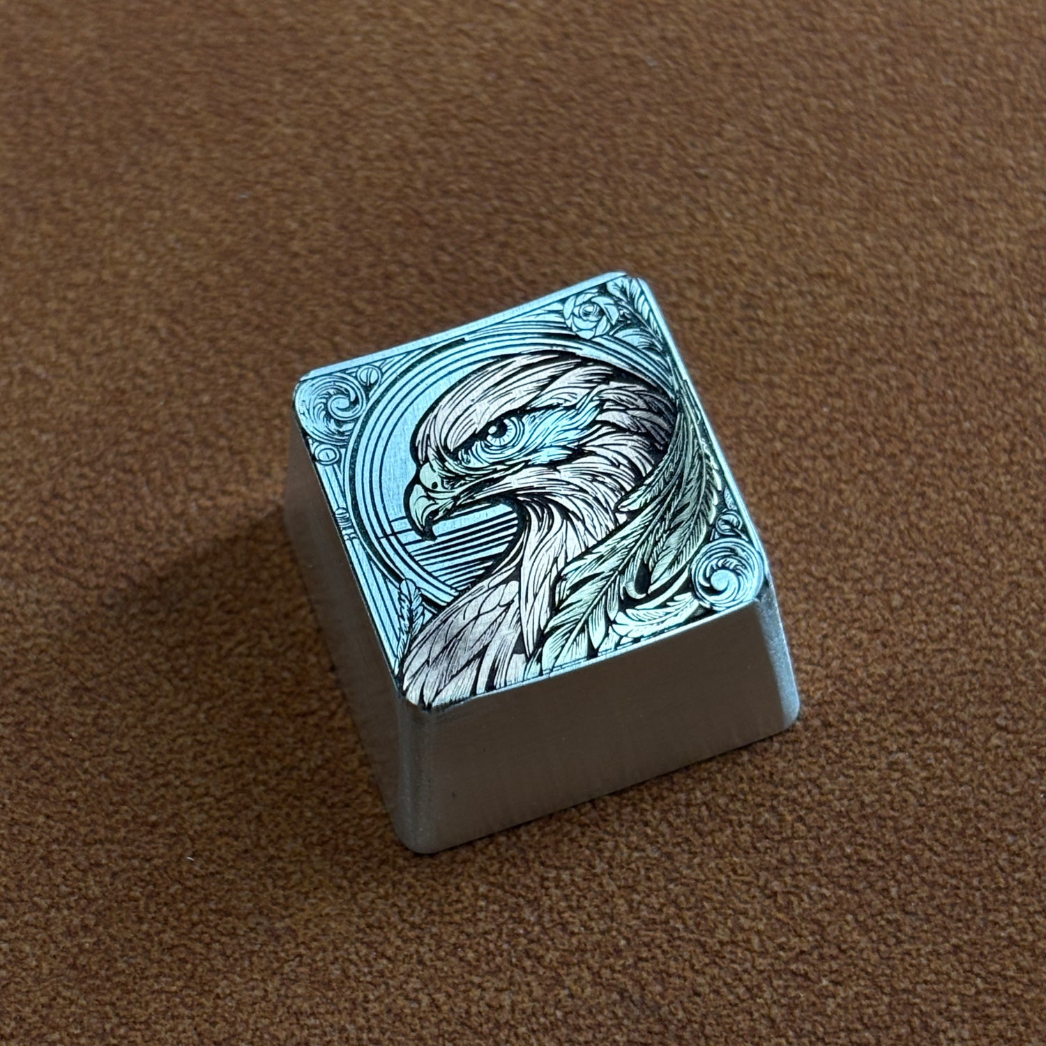 Collection of pure silver hand carved personalized keycaps, hand carved inlaid custom art keycaps