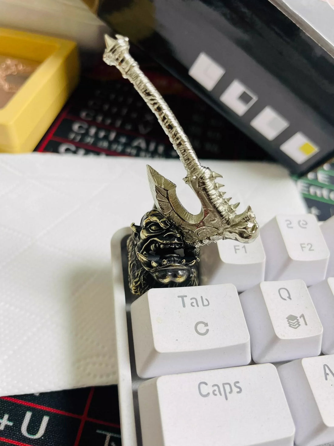 World of Warcraft, Gorehowl, White copper metal personalized keycaps, game peripherals, mechanical keyboard keycaps