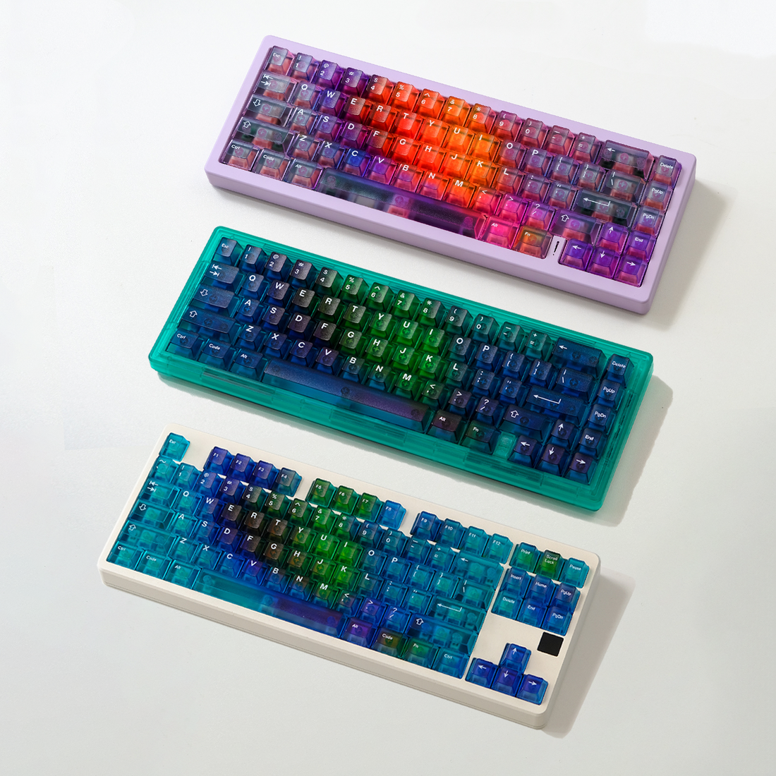 Gradient transparent PC material fog transparent keyboard keycaps customized ai3D technology factory height