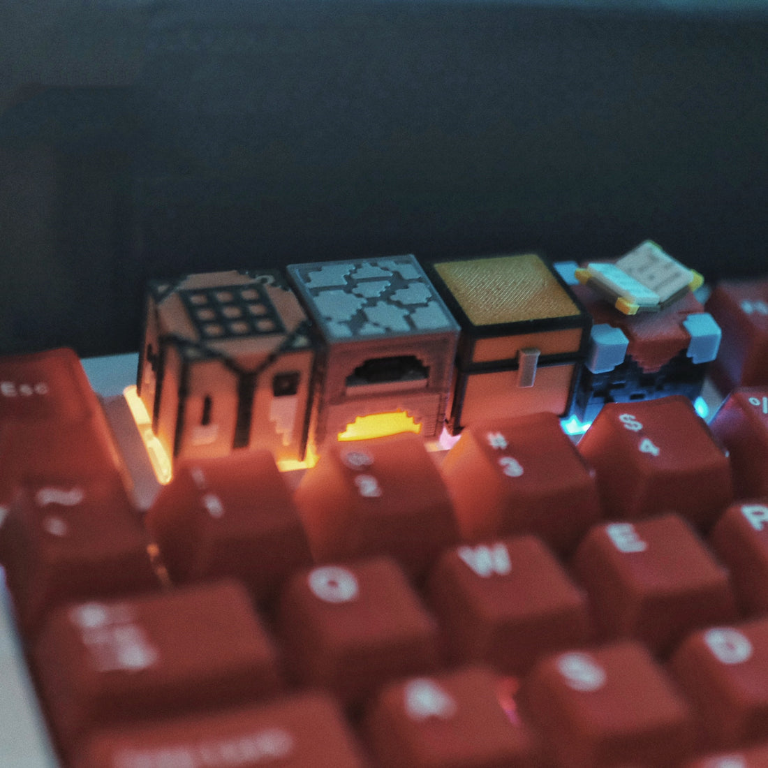 Minecraft themed elemental personalized keycaps, 3D printed materials, cultural and creative keycaps for anime and gaming peripherals