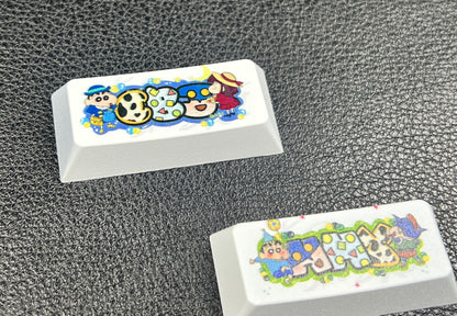 Crayon Shin-chan， Zinc alloy spray coating, 2.25U metal personalized keycaps, decorative keycaps for anime, gaming, cultural and creative peripheral products