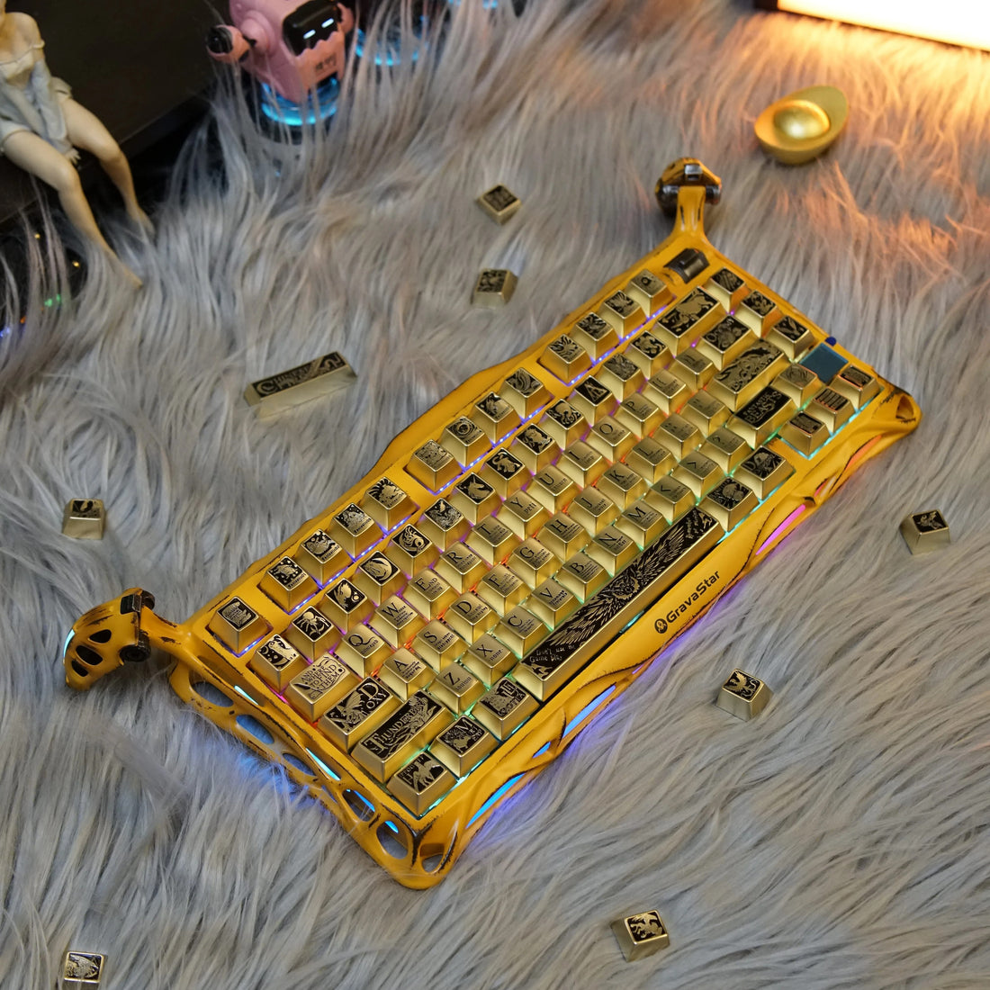 Fantastic Beasts theme, metal laser carved keycaps set, personalized keycaps made of zinc alloy material.