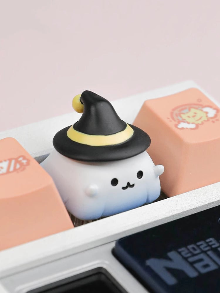 Cute Cloud Ghost, Wizard Pumpkin Elf, Resin Coated Personalized Keycaps, Cute Style Mechanical Keyboard Decorative Keycaps