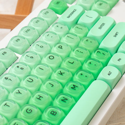 MOA High Green Jelly Cloud Gradient Keycap PBT+PC Cute Spherical Keycap Set