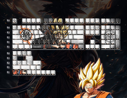 Dragon Ball theme, Son Goku, PBT material five sided sublimation, anime game series personalized set, decorative keycaps