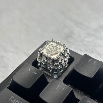 Chrome Hearts style, full keyboard key positions, 925 sterling silver custom trendy cultural keycaps, fashionable and personalized artistic decorative keycaps.