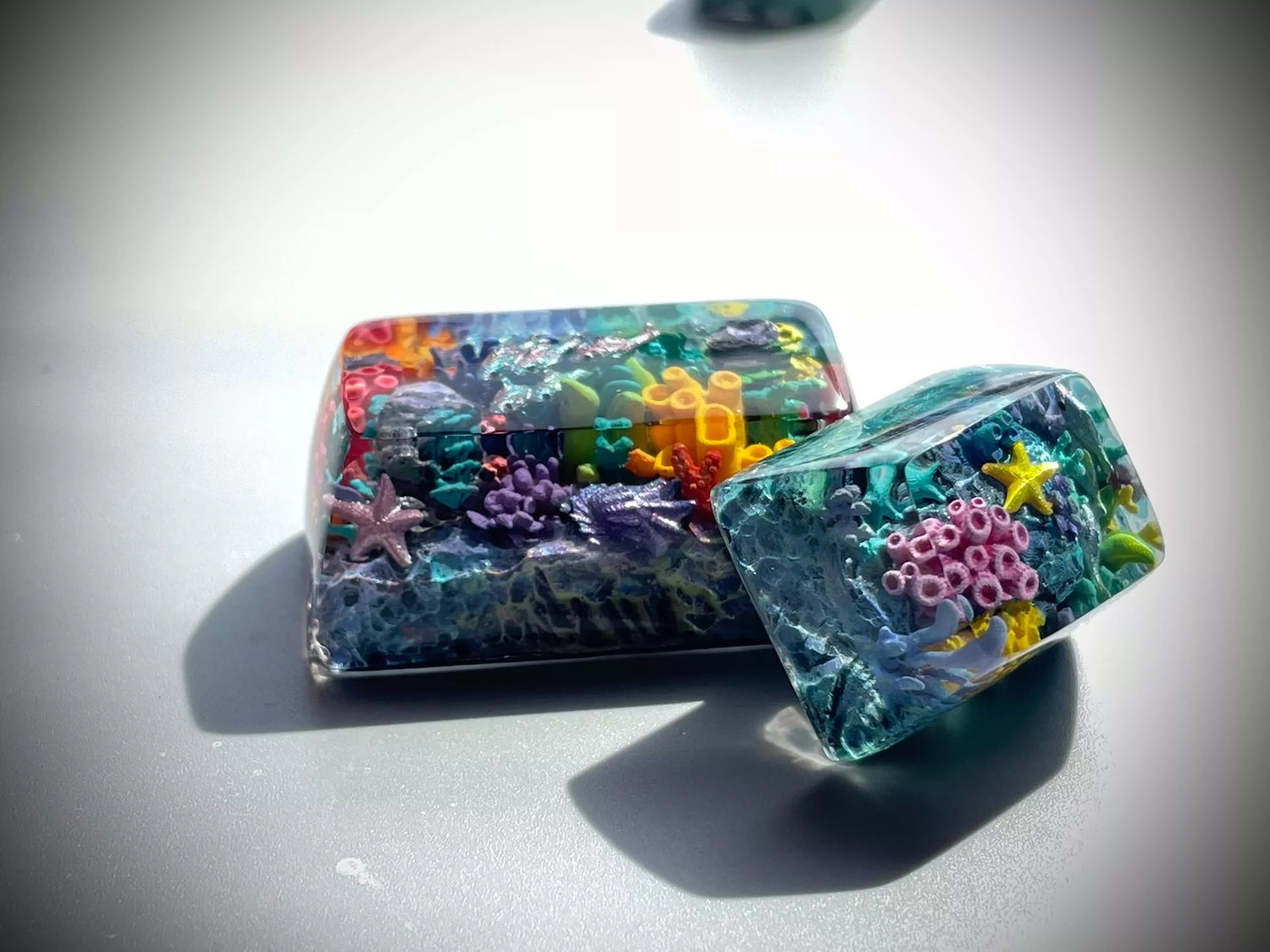 Underwater World Handmade Keycaps, Resin Personalized Keycaps, Crystal Drops of Glue Art Keycaps