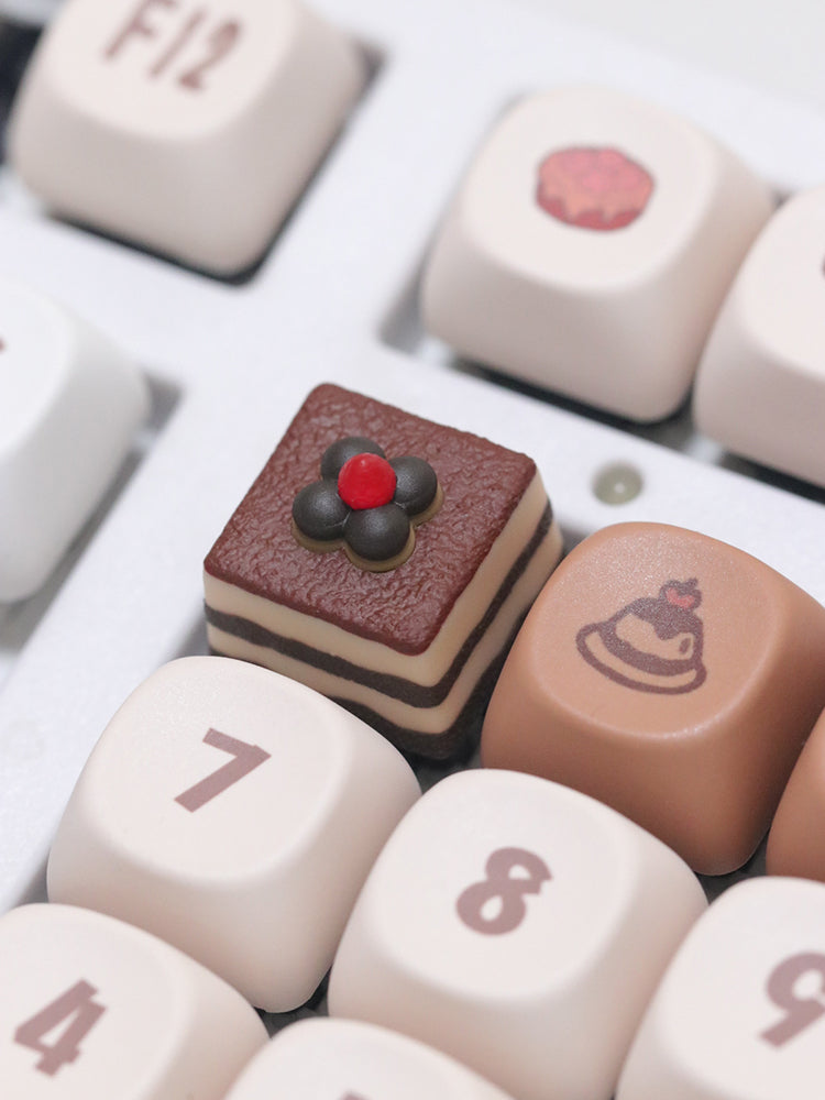 Tiramisu cake keycaps chocolate cake cute cartoon anime peripheral keycaps personalized creative resin keycaps
