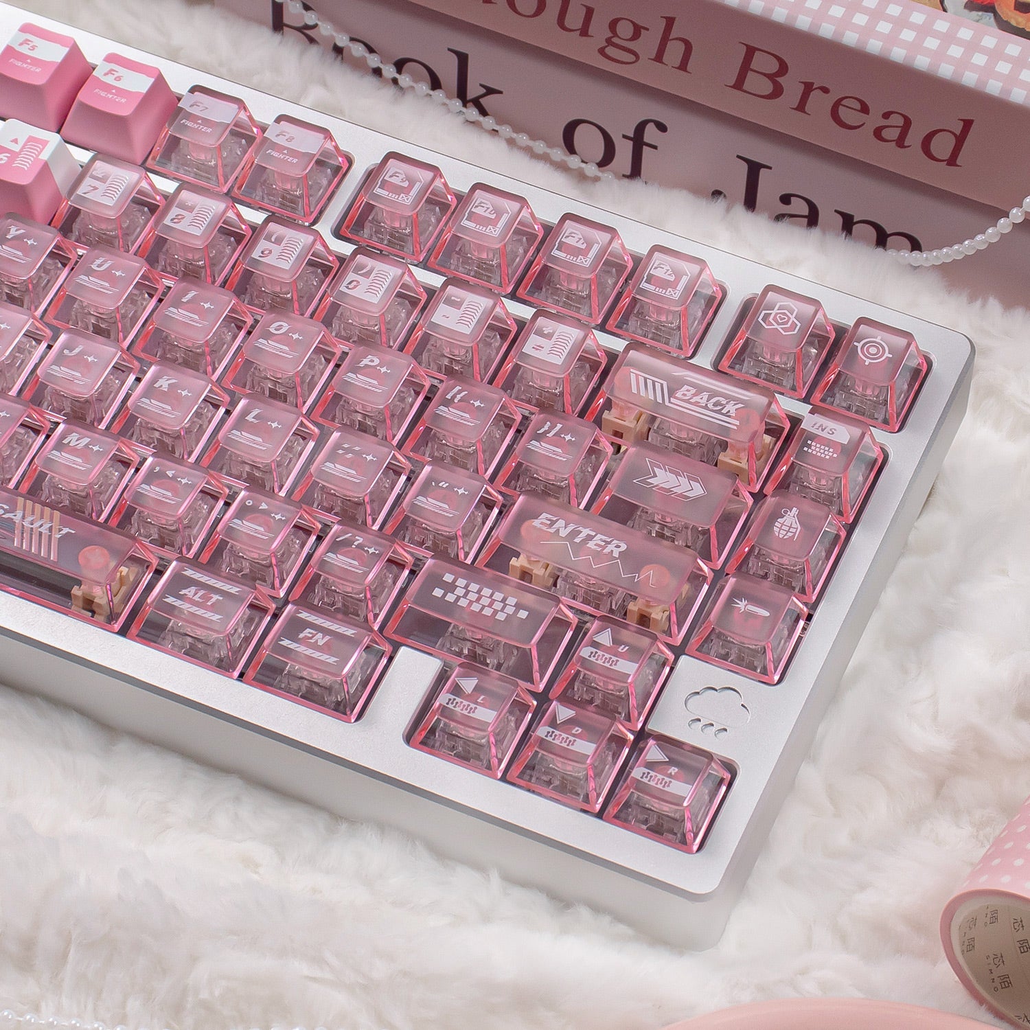 Mechatronics Assault Theme, PBT+PC Top Misty Pink Sublimation Creative Personalized Keycap Set