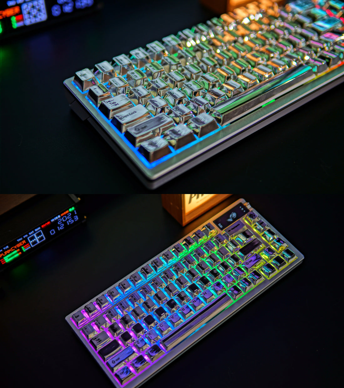 Metallic personalized keycaps, silver black lettering, original factory height, complete set of zinc alloy usage 60% 75%/87% 104%