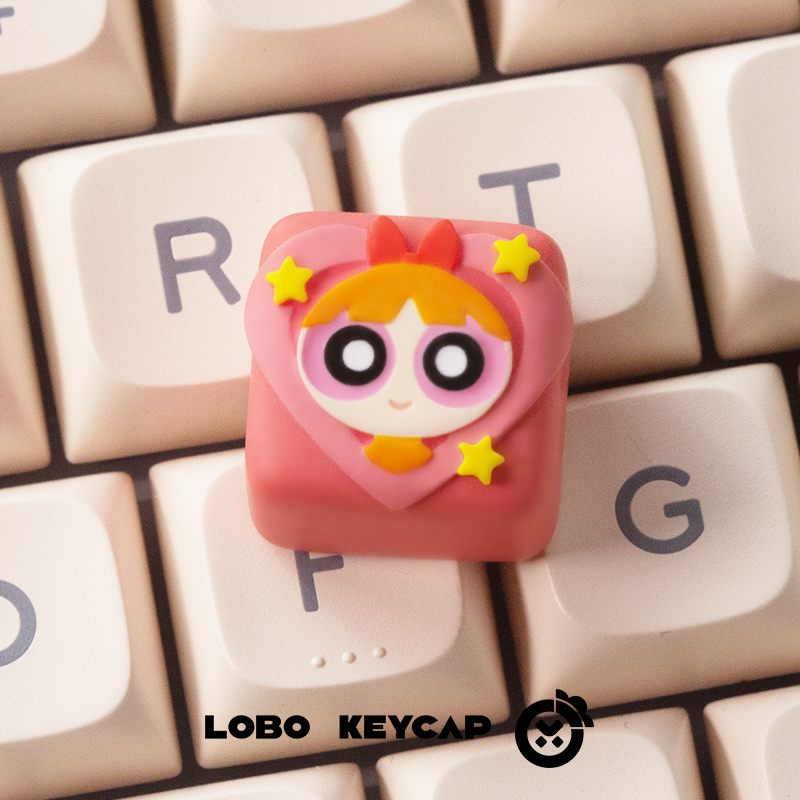 The Powerpuff Girls Season, Multi colored resin molded personalized keycaps, handmade keycaps, decorative keycaps