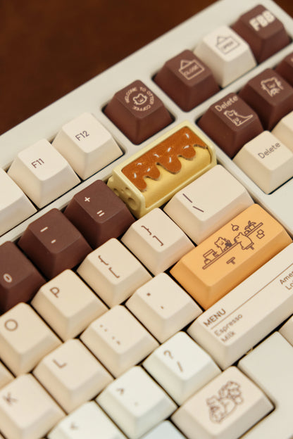 Delicious cake, 2U leather+resin personalized keycaps, mechanical keyboard decorative keycaps, food art creative keycaps