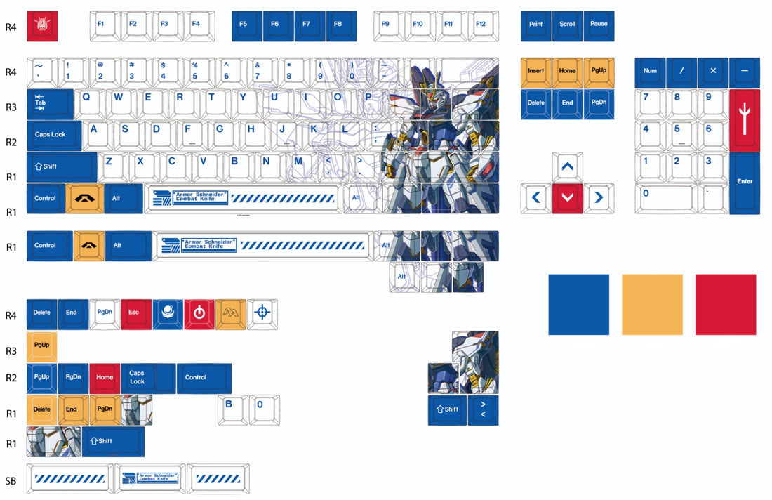 Mobile Suit Gundam themed mecha style keycap anime peripheral mechanical keycap five sided thermal sublimation PBT personalized keycap set