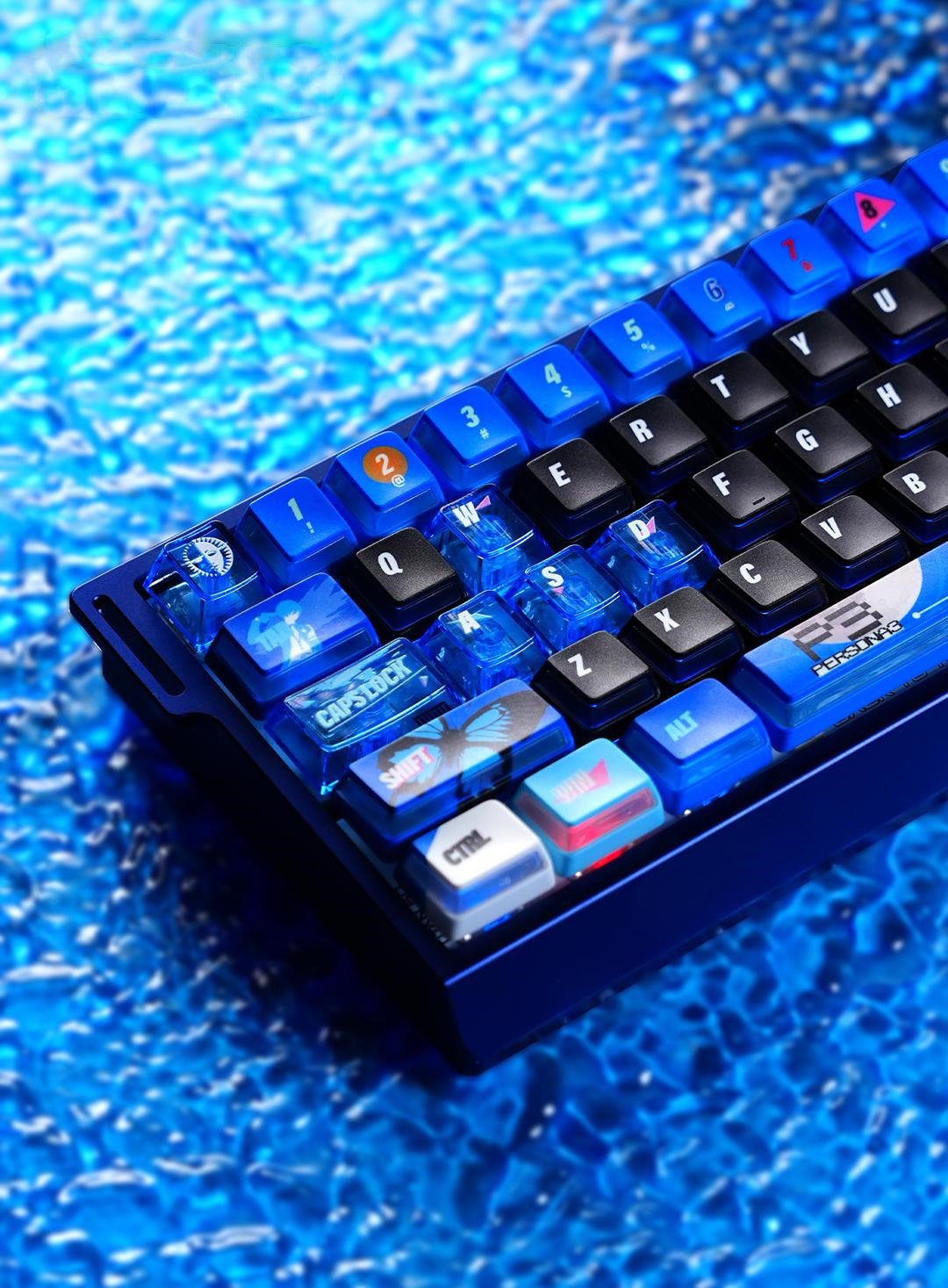 Persona P3R keycap pbt thermal sublimation blue nuclear power side transparent personalized keycap set