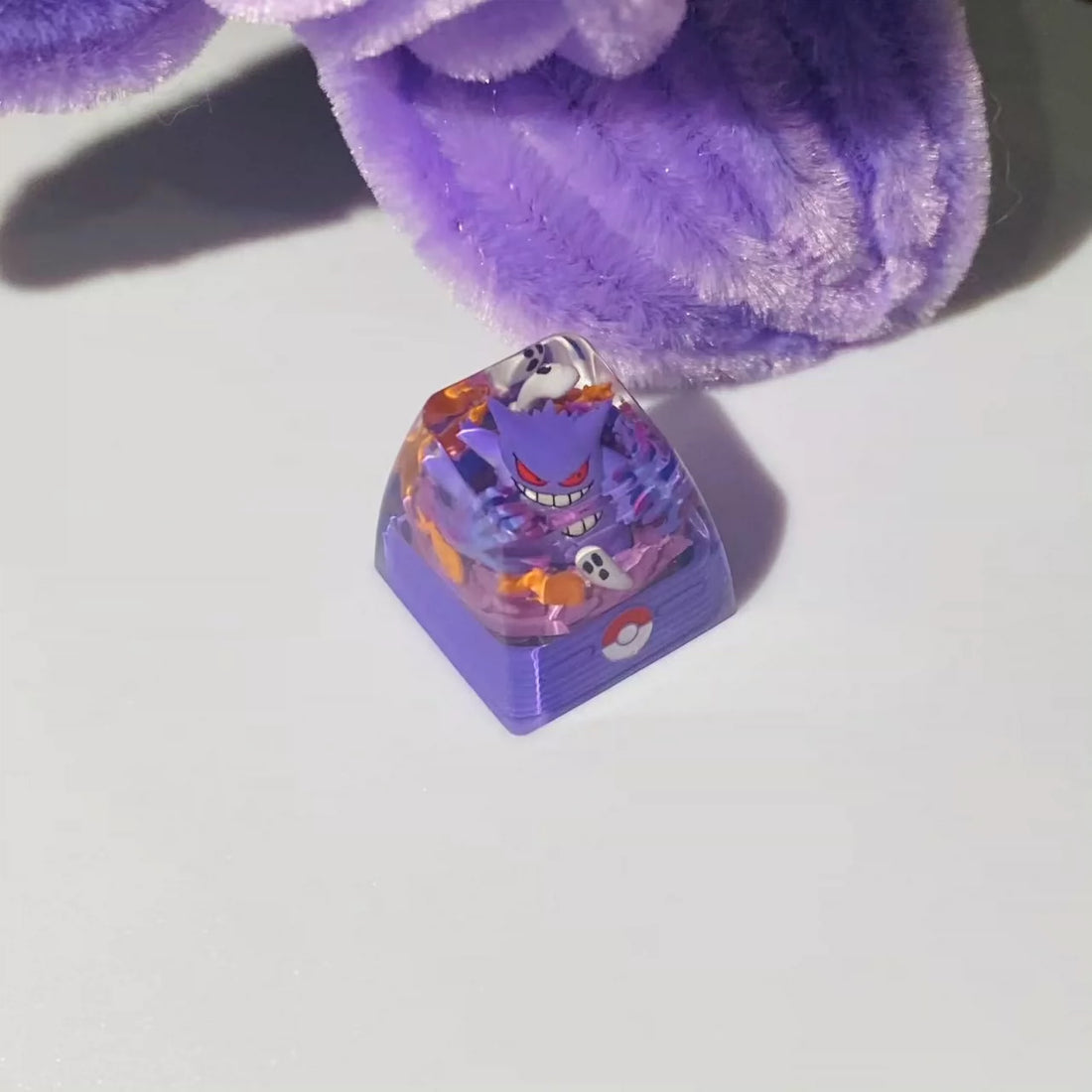 Crystal drops of glue, 1U Ghost gengar. Resin craftsman keycaps, multi-color resin decorative keycaps, anime and game character peripheral keycap products