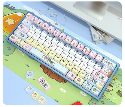 Chiikawa theme, personalized keycap set with side engraved original translucent keycap PBT thermal sublimation process
