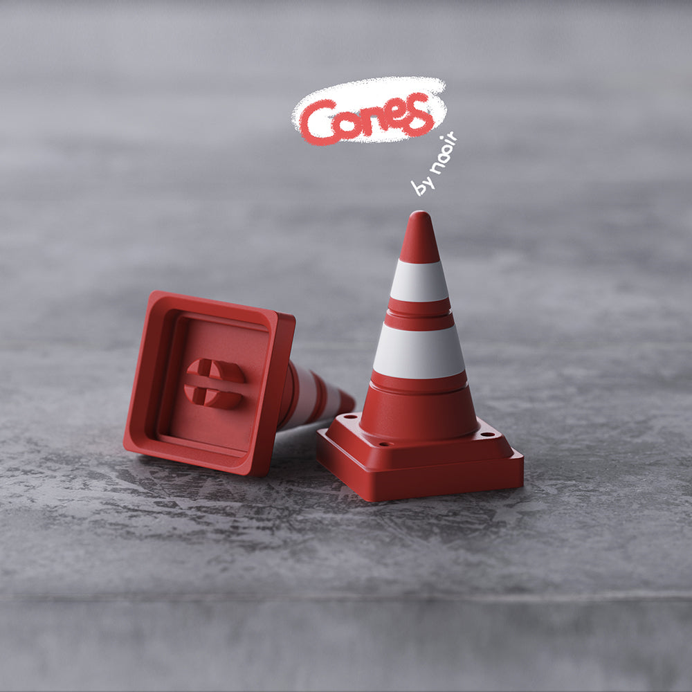 Road obstacle cones, aluminum alloy metal personalized keycaps, no parking keycaps allowed on road obstacles.