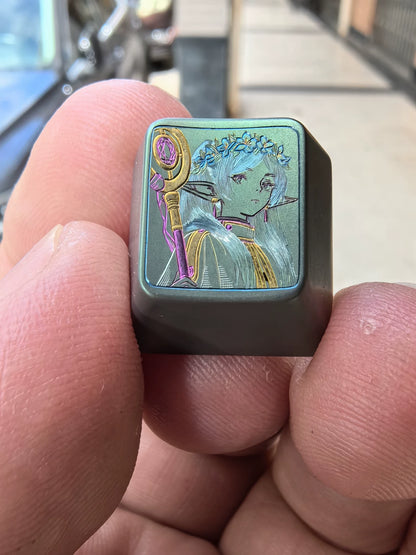 Hand carved titanium alloy anode coloring, anime and game culture creative metal hand carved keycaps collection